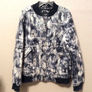 art class Target cotton navy print bomber quilted girl’s Summer jacket size 10